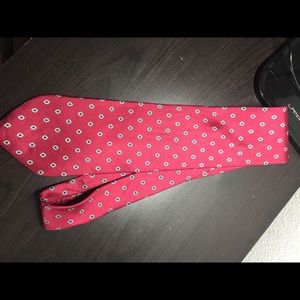 Red tie with blue flowers